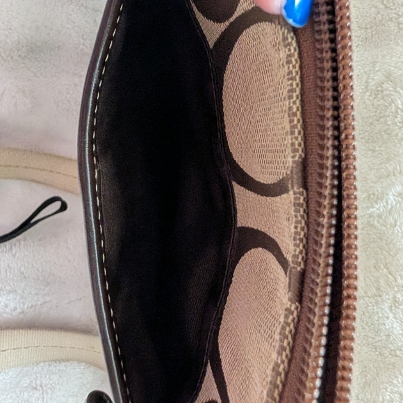 Y2K Coach Signature C Canvas Small Crossbody Bag Brown Tan Leather Trim - Picture 4 of 8